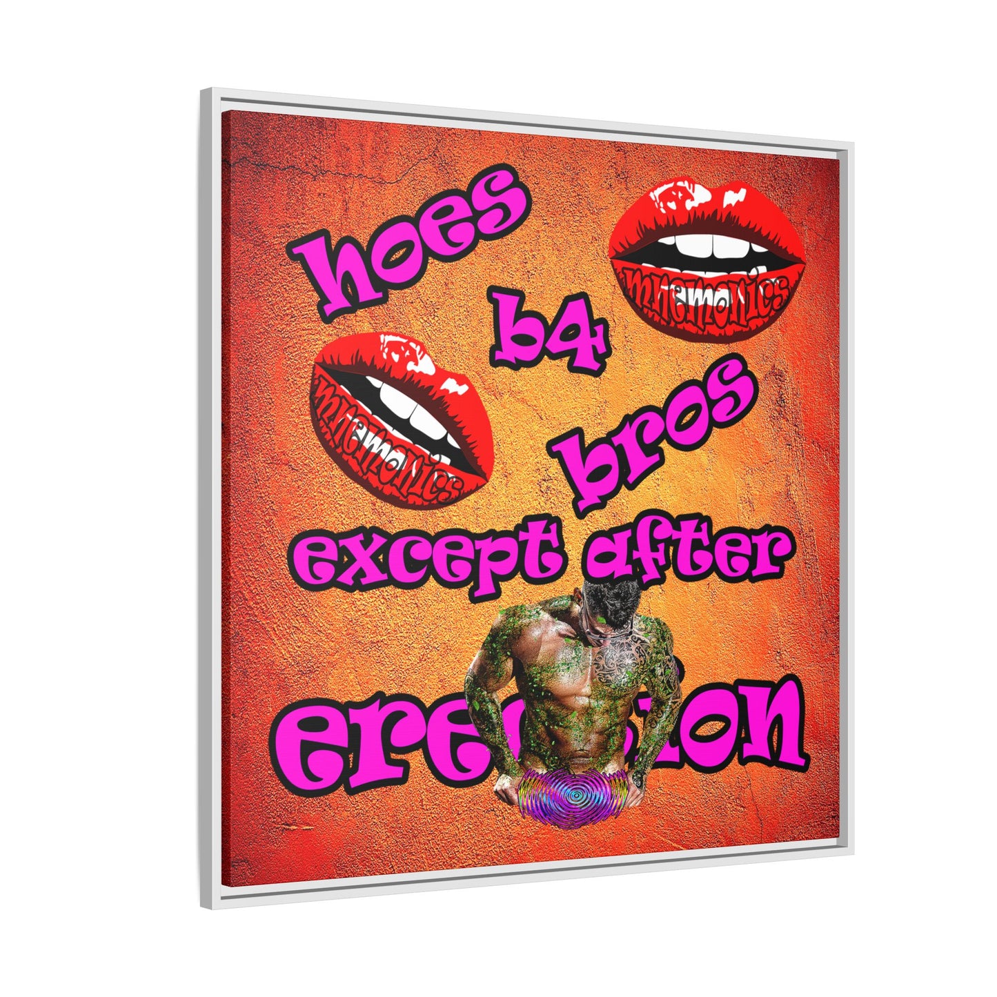 hoes b4 bros - framed canvas art (burnt orange)