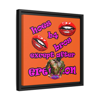 hoes b4 bros - framed canvas art (orange)
