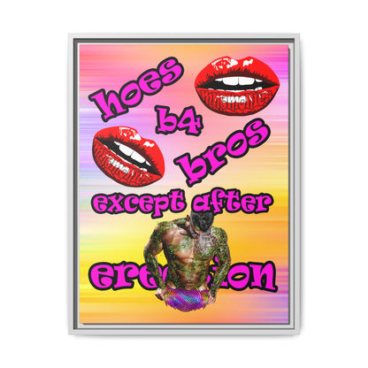 hoes b4 bros - framed canvas art (color blur)