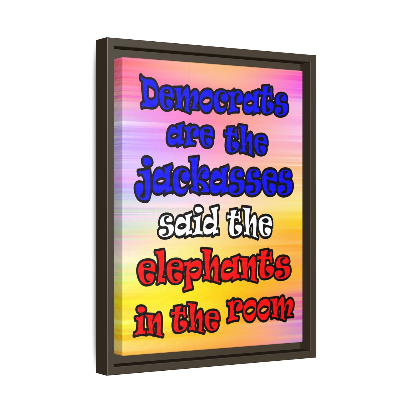 donkeys and elephants - framed canvas art (color blur)