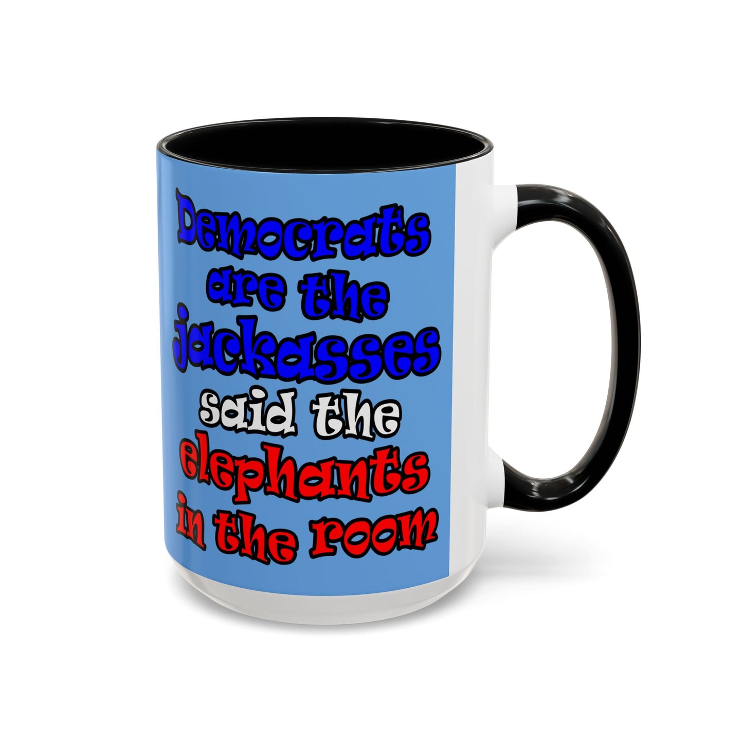 donkeys and elephants - Accent Mug (light blue)