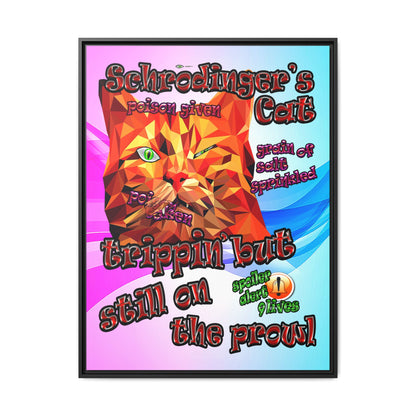 schrodinger's cat - framed canvas art (light blue-pink wave)