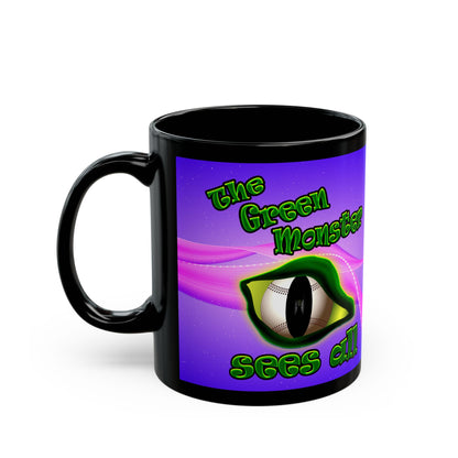 green monster - Black Mug (purple-pink wave)