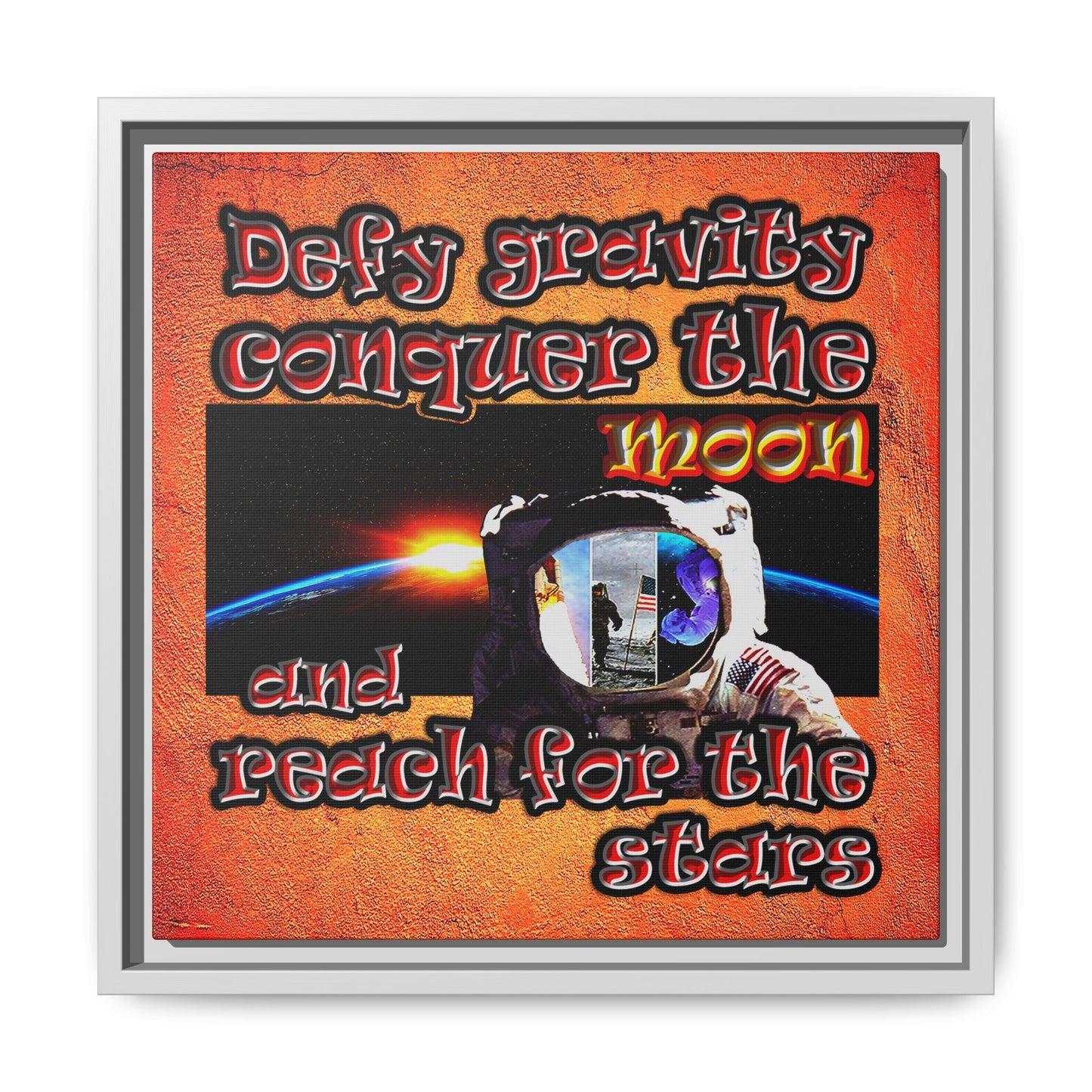 defy conquer reach - framed canvas art (burnt orange)