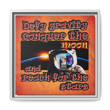 defy conquer reach - framed canvas art (burnt orange)
