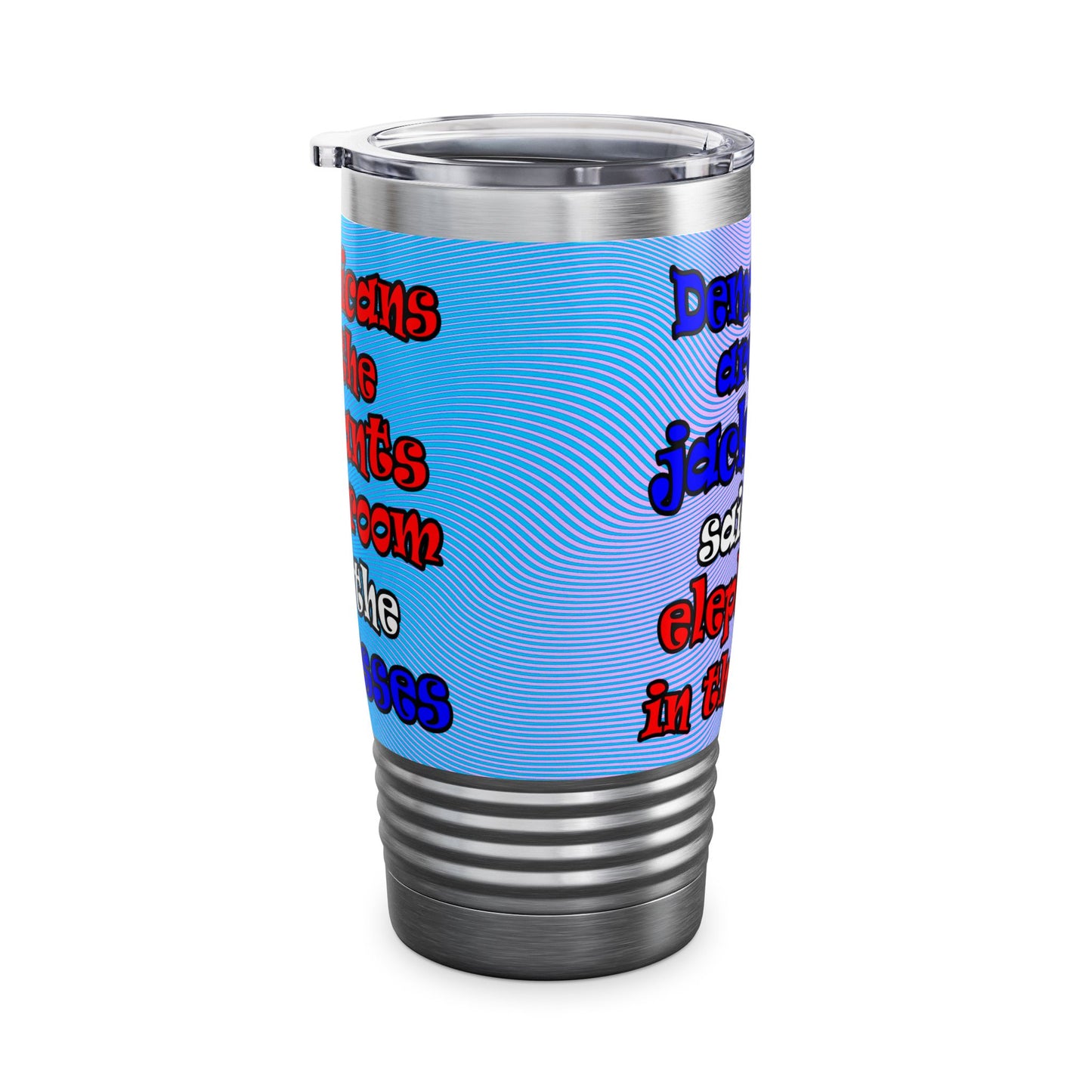 donkeys and elephants - Ringneck Tumbler, 20oz (light blue-purple wave)