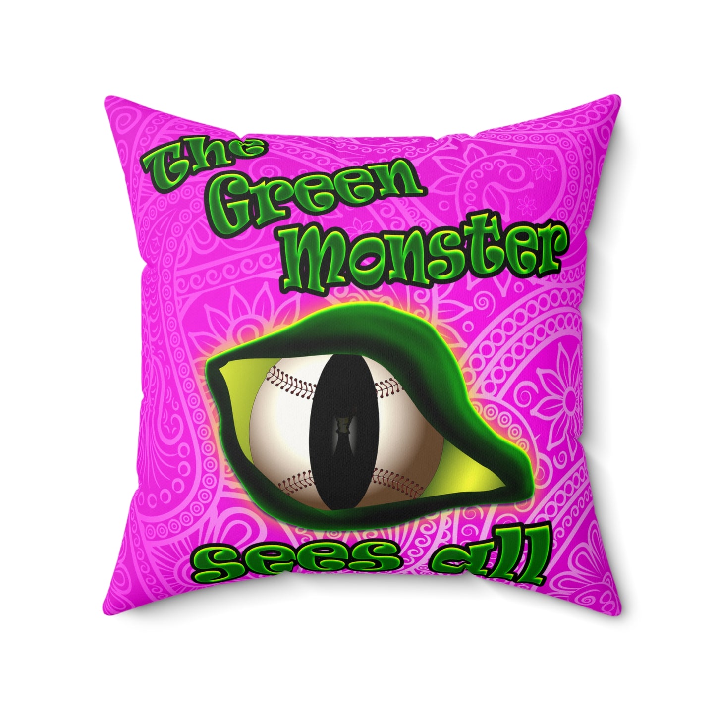 green monster - Faux Suede Square Pillow - (pink swirl)