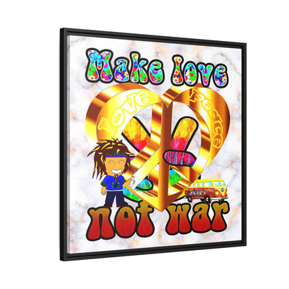love peace - framed canvas art (white marble)