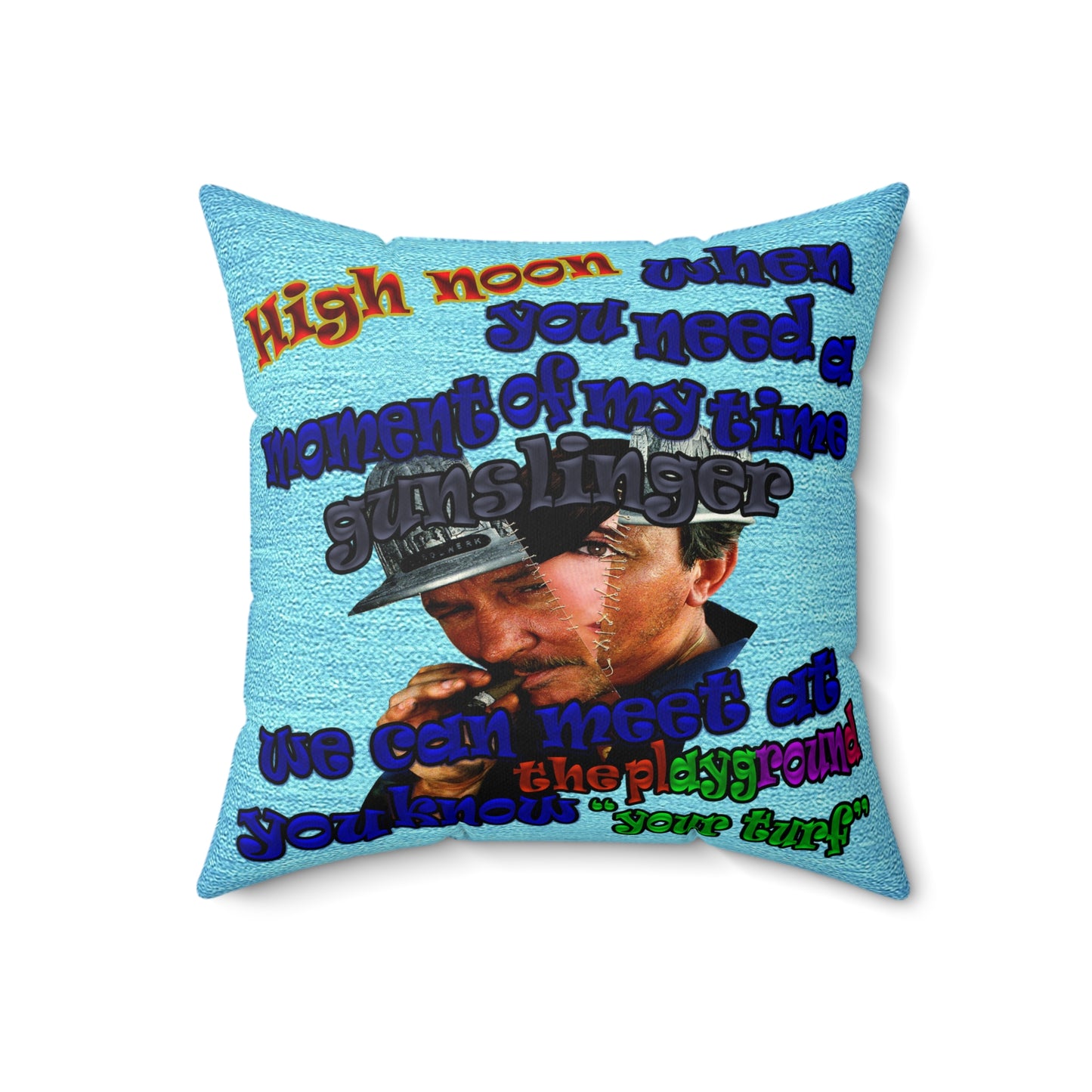 high noon - Faux Suede Square Pillow - (faded blue)