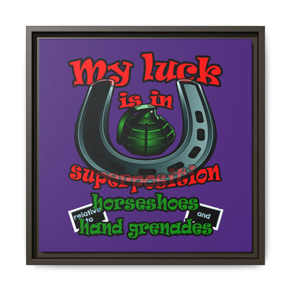 my luck - framed canvas art (purple)