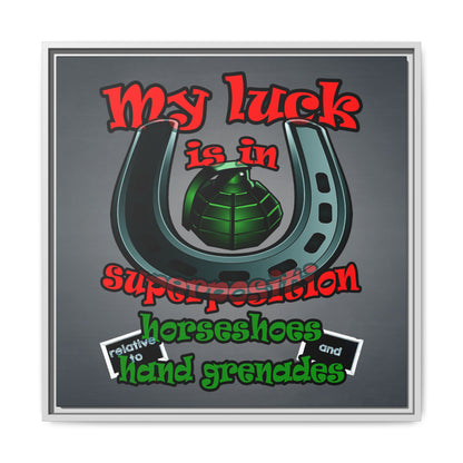 my luck - framed canvas art (grey-light grey)