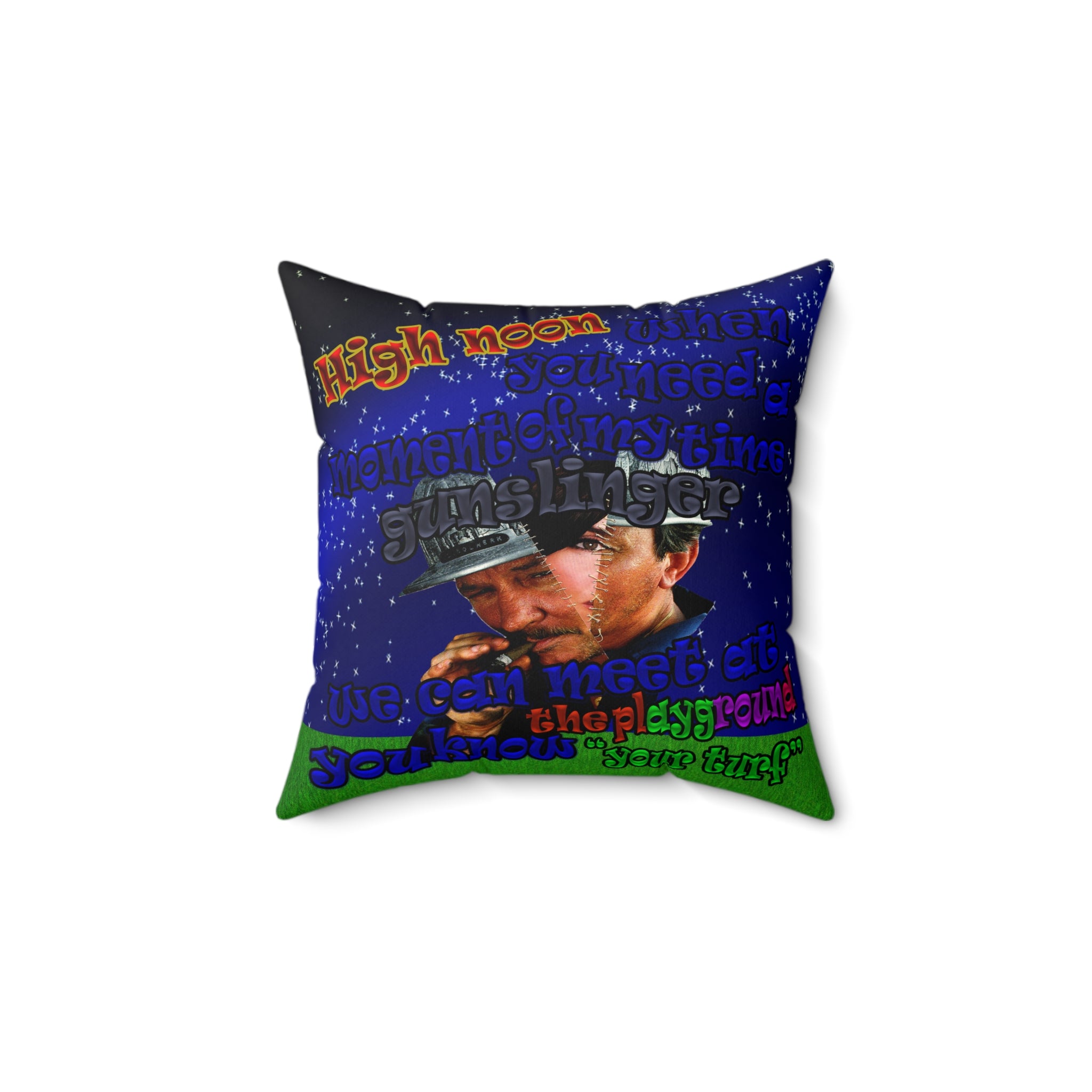 high noon - Spun Polyester Square Pillow - ('snoops' background)