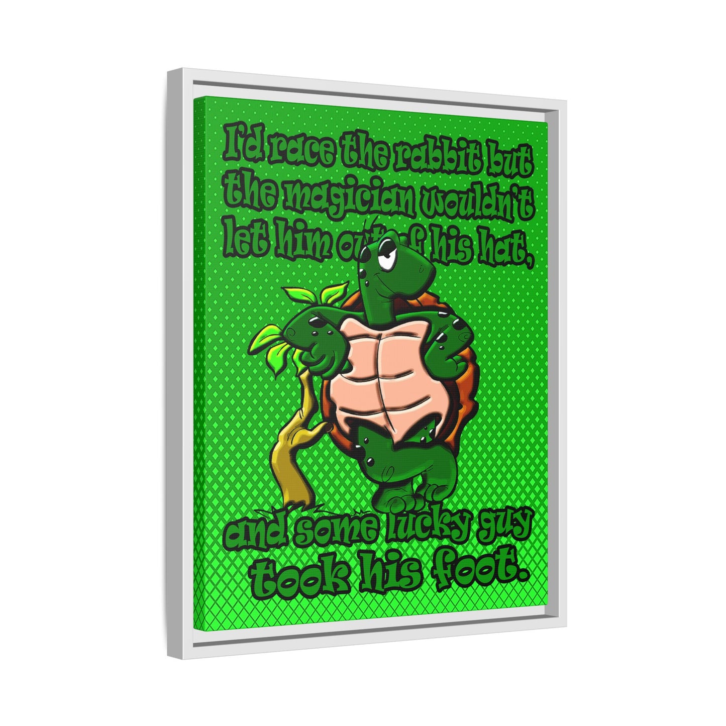 turtle race - framed canvas art (logo green)