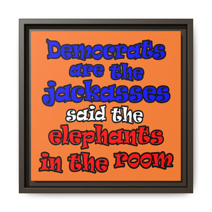 donkeys and elephants - framed canvas art (crusta)