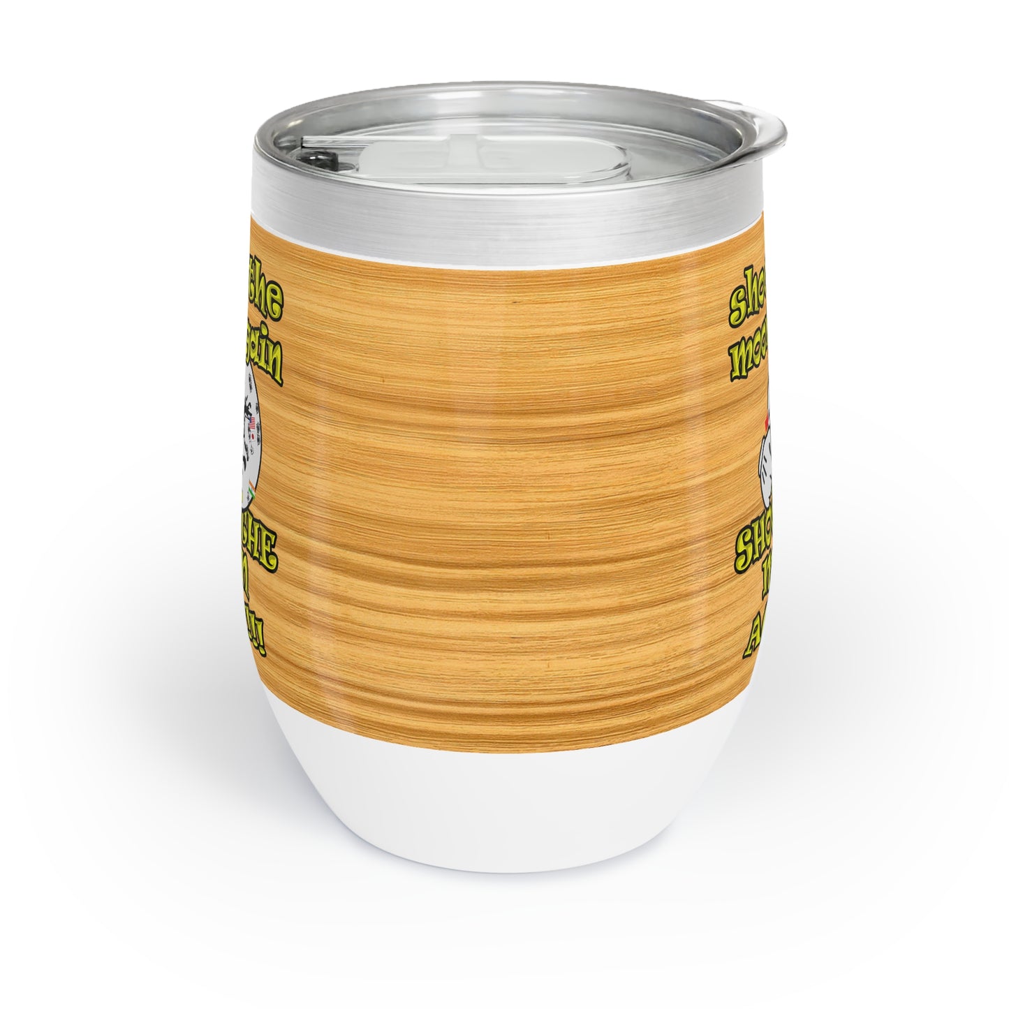 shoot the moon again - Chill Wine Tumbler (butterscotch wood finish)