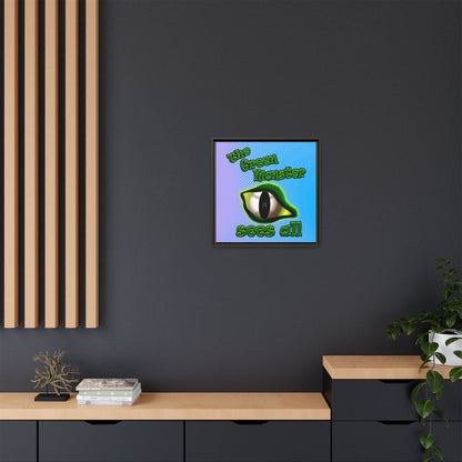 green monster - framed canvas art (light blue-purple wave)