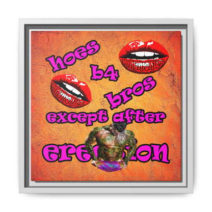 hoes b4 bros - framed canvas art (burnt orange)