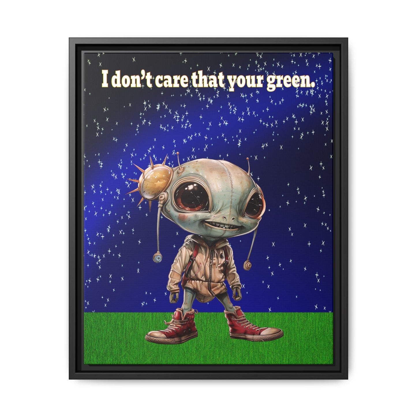 I don't care that your green - framed canvas art ('snoops' background)