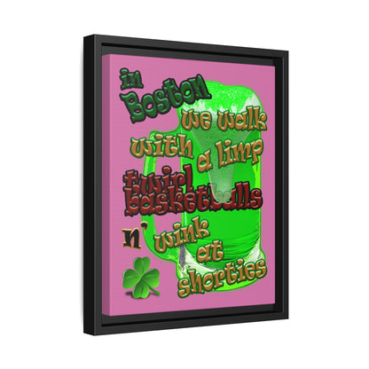 celtics logo - framed canvas art (light pink)