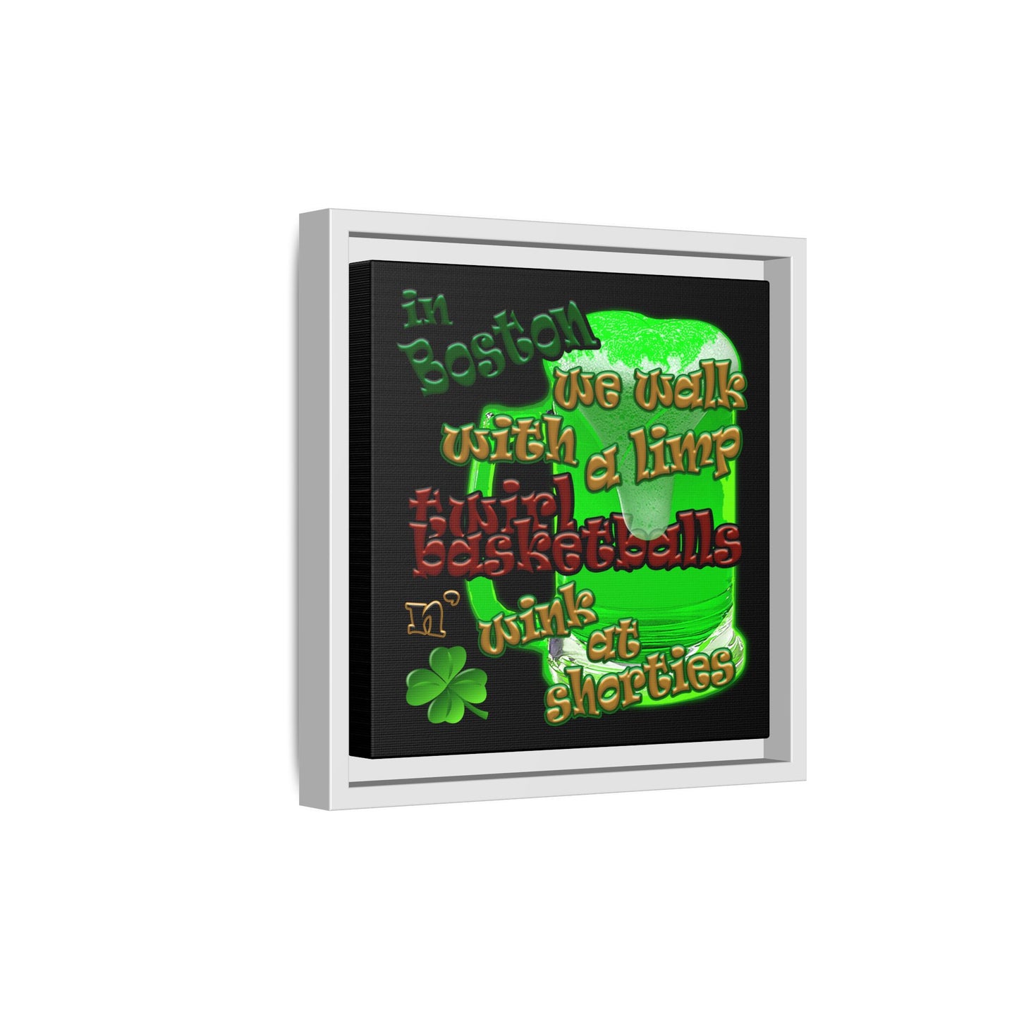 celtics logo - framed canvas art (black)