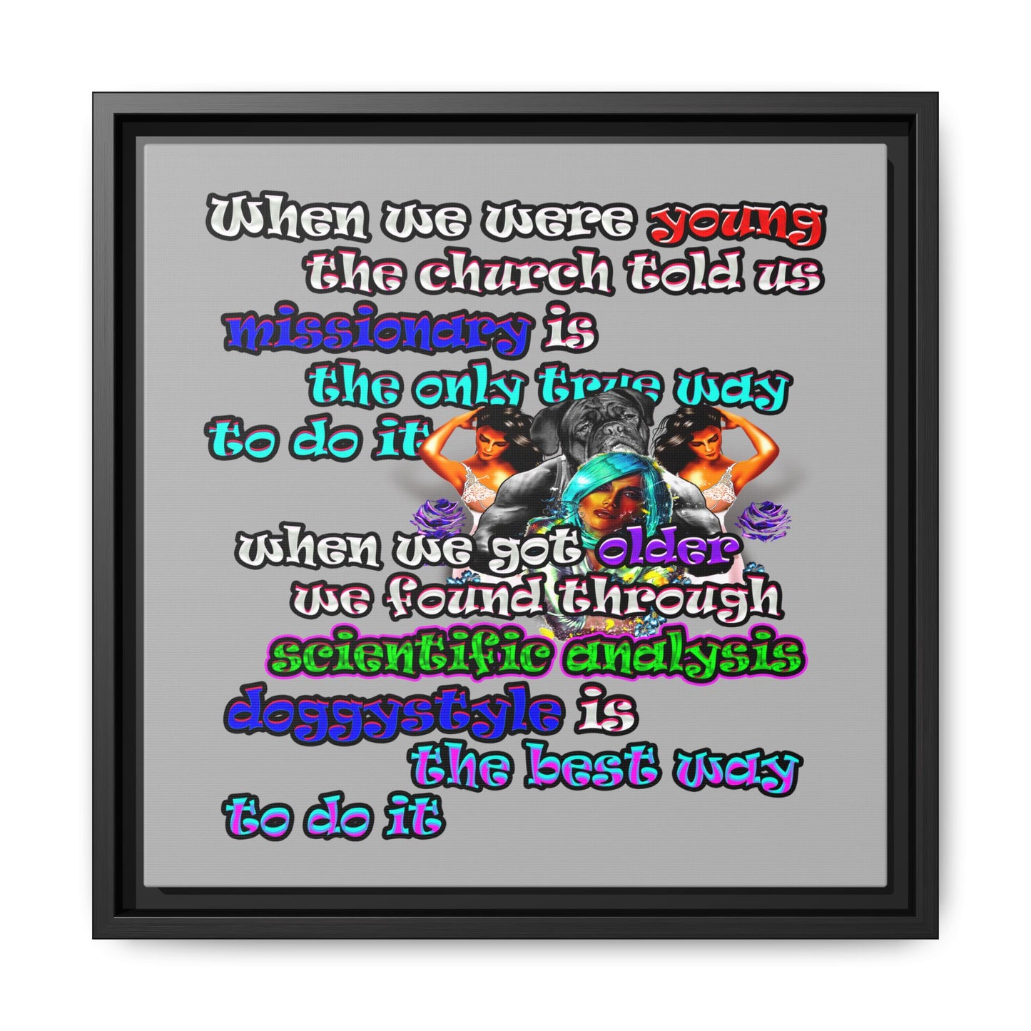 doggystyle - framed canvas art (light grey)