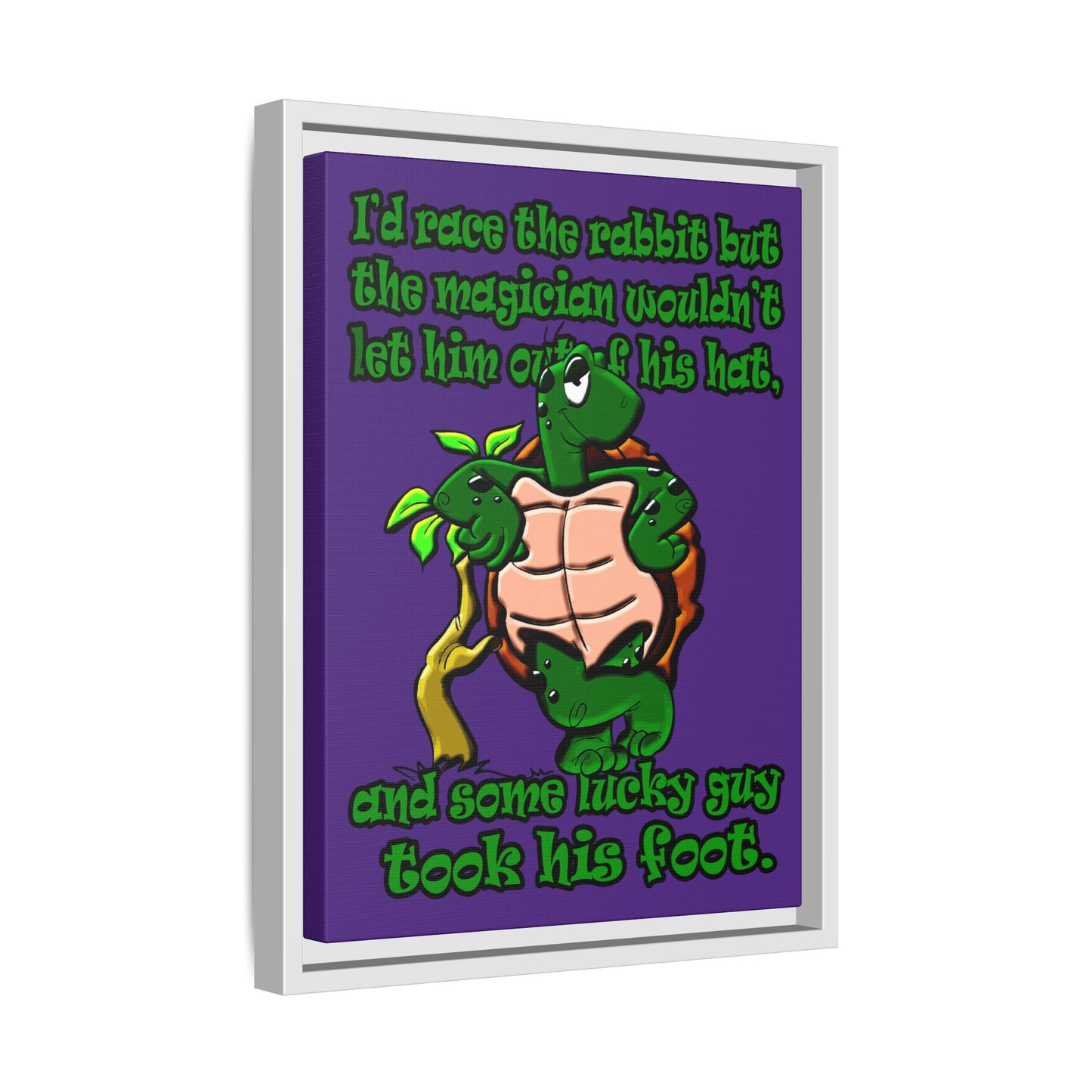 turtle race - framed canvas art (purple)
