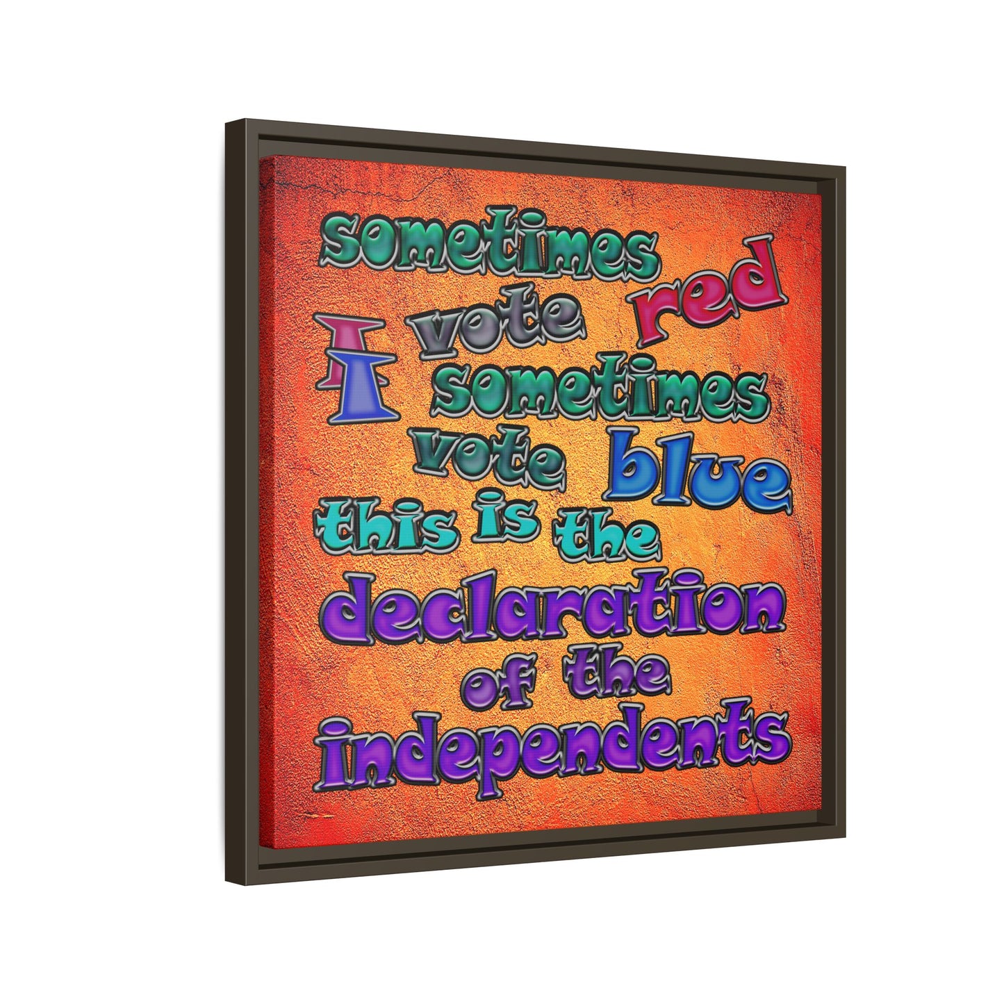 declaration of the independents - framed canvas art (burnt orange)