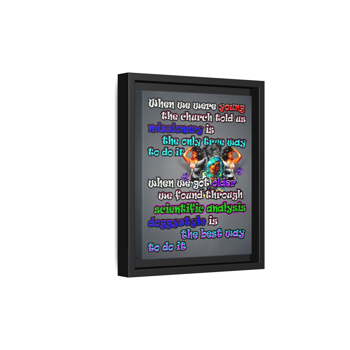doggystyle - framed canvas art (grey-light grey)