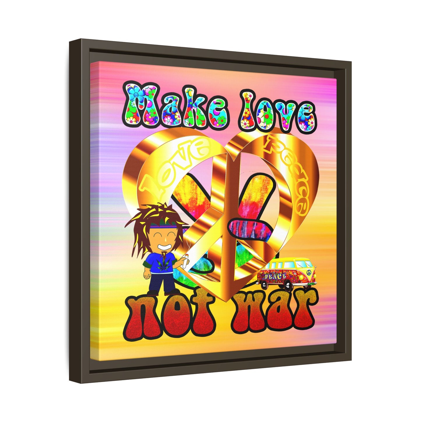 love peace - framed canvas art (color blur)
