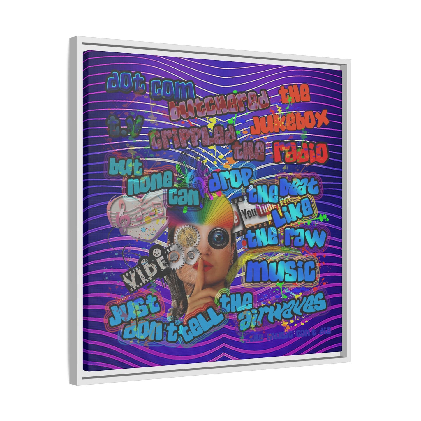 drop the beat - framed canvas art (purple wave)