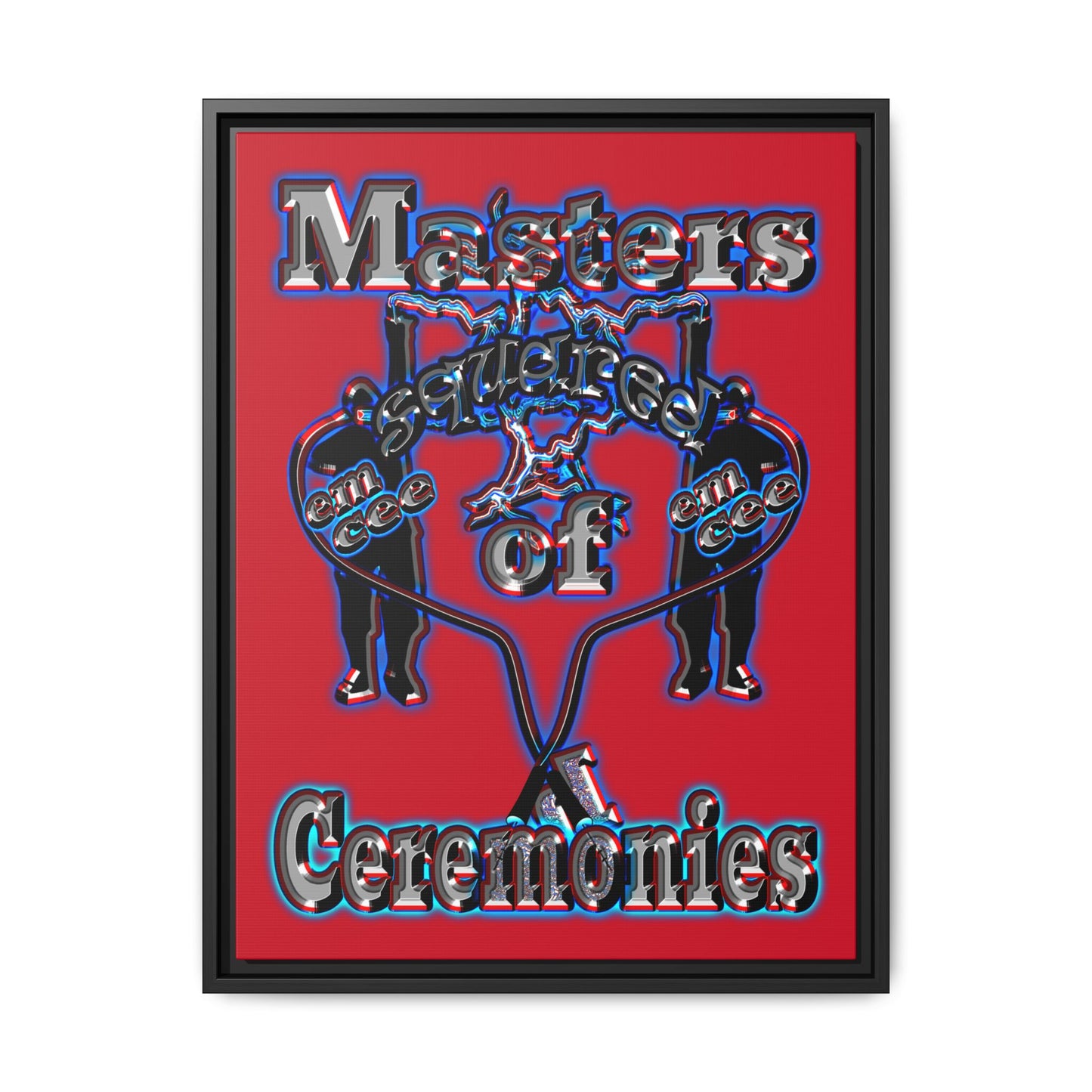 em cee squared - framed canvas art (dark red)