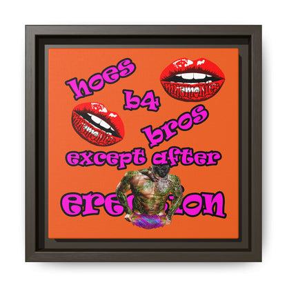 hoes b4 bros - framed canvas art (orange)