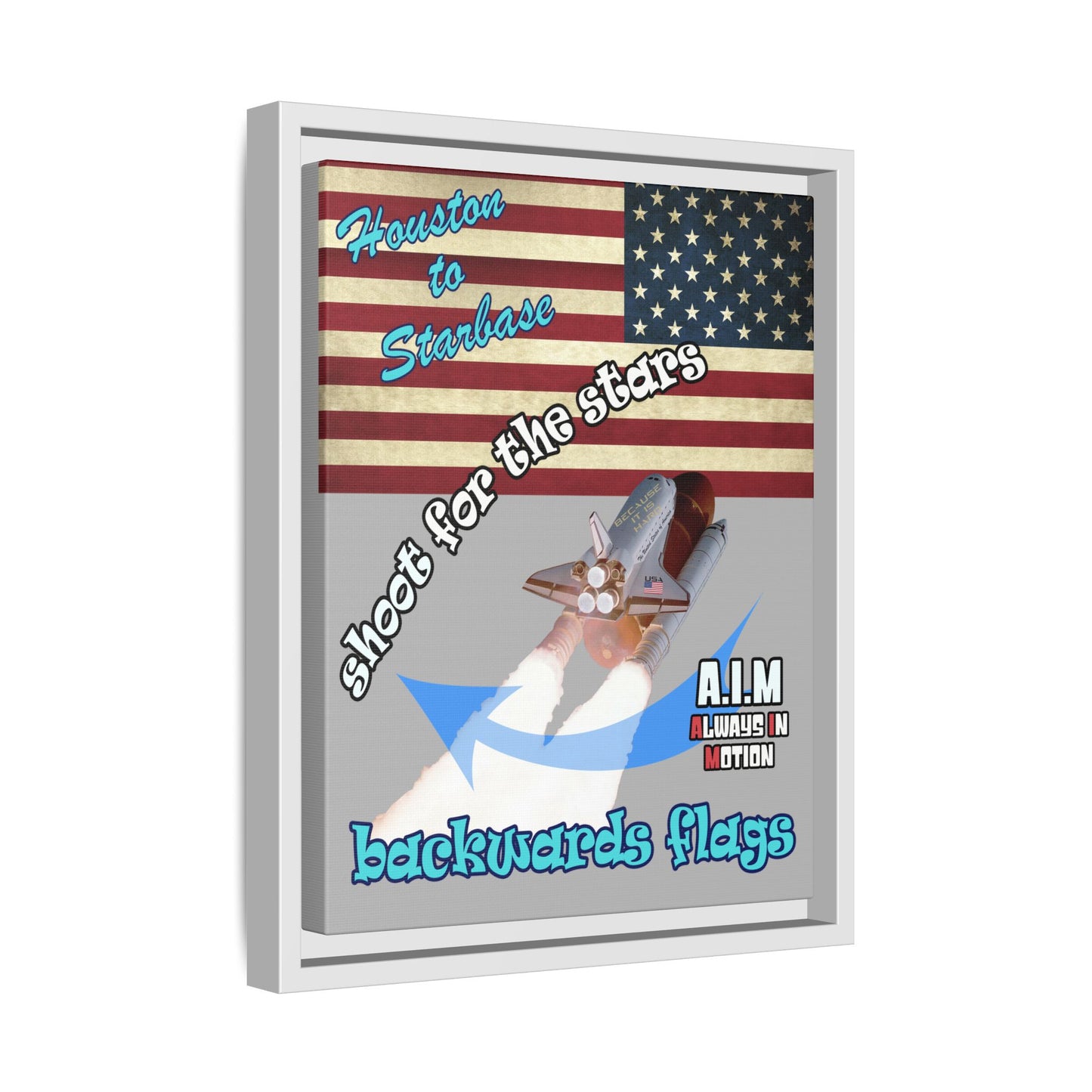 shoot for the stars - framed canvas art (light grey)