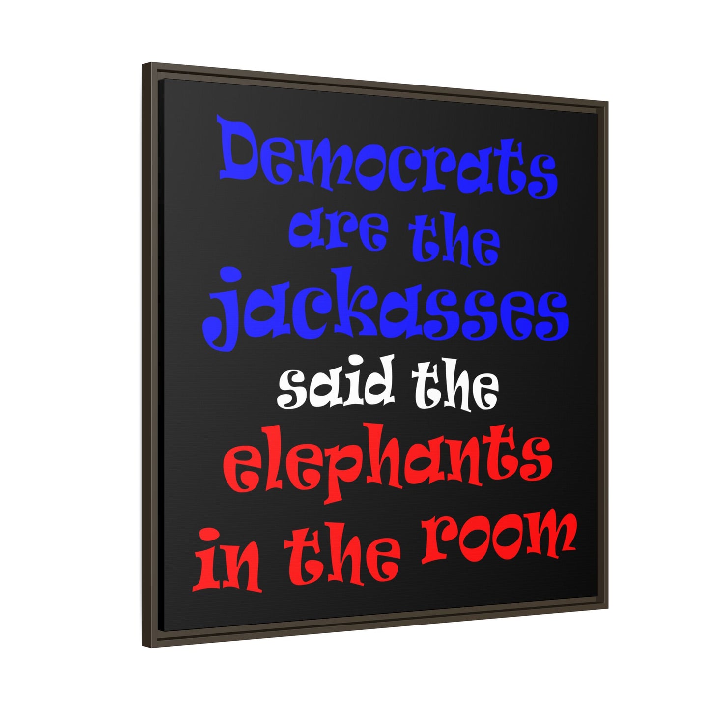donkeys and elephants - framed canvas art (black)