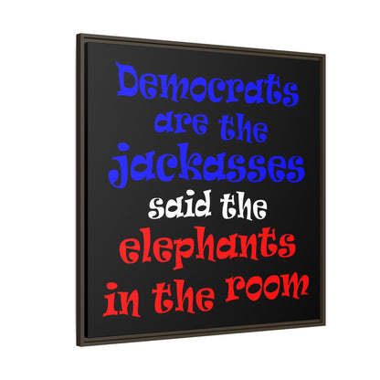donkeys and elephants - framed canvas art (black)