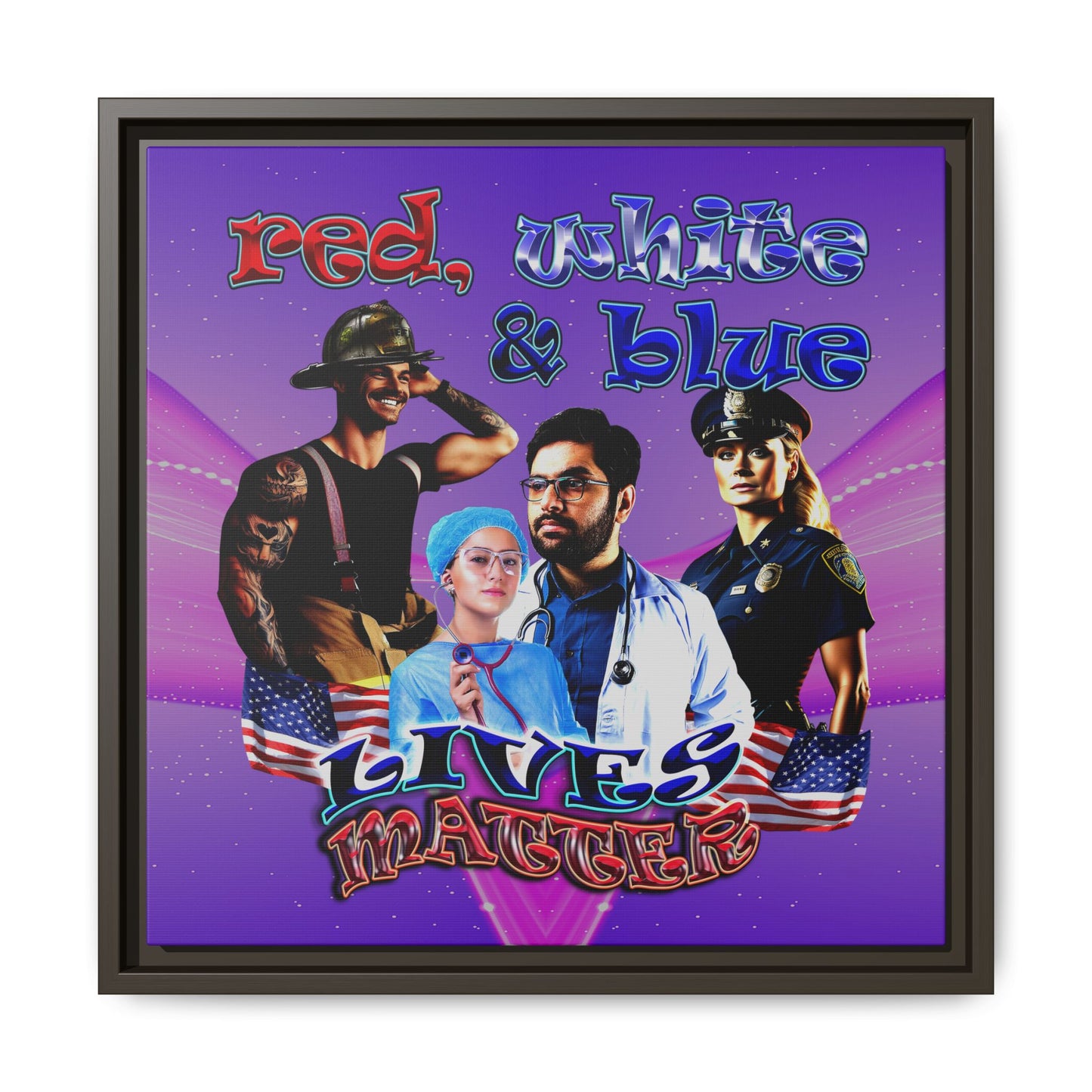 rw&b lives matter - framed canvas art (purple-pink wave)