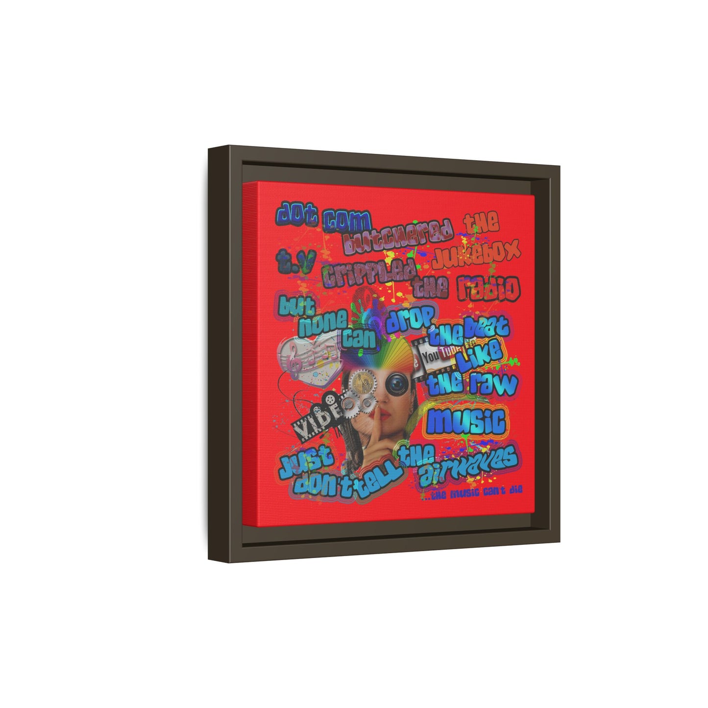 drop the beat - framed canvas art (red)