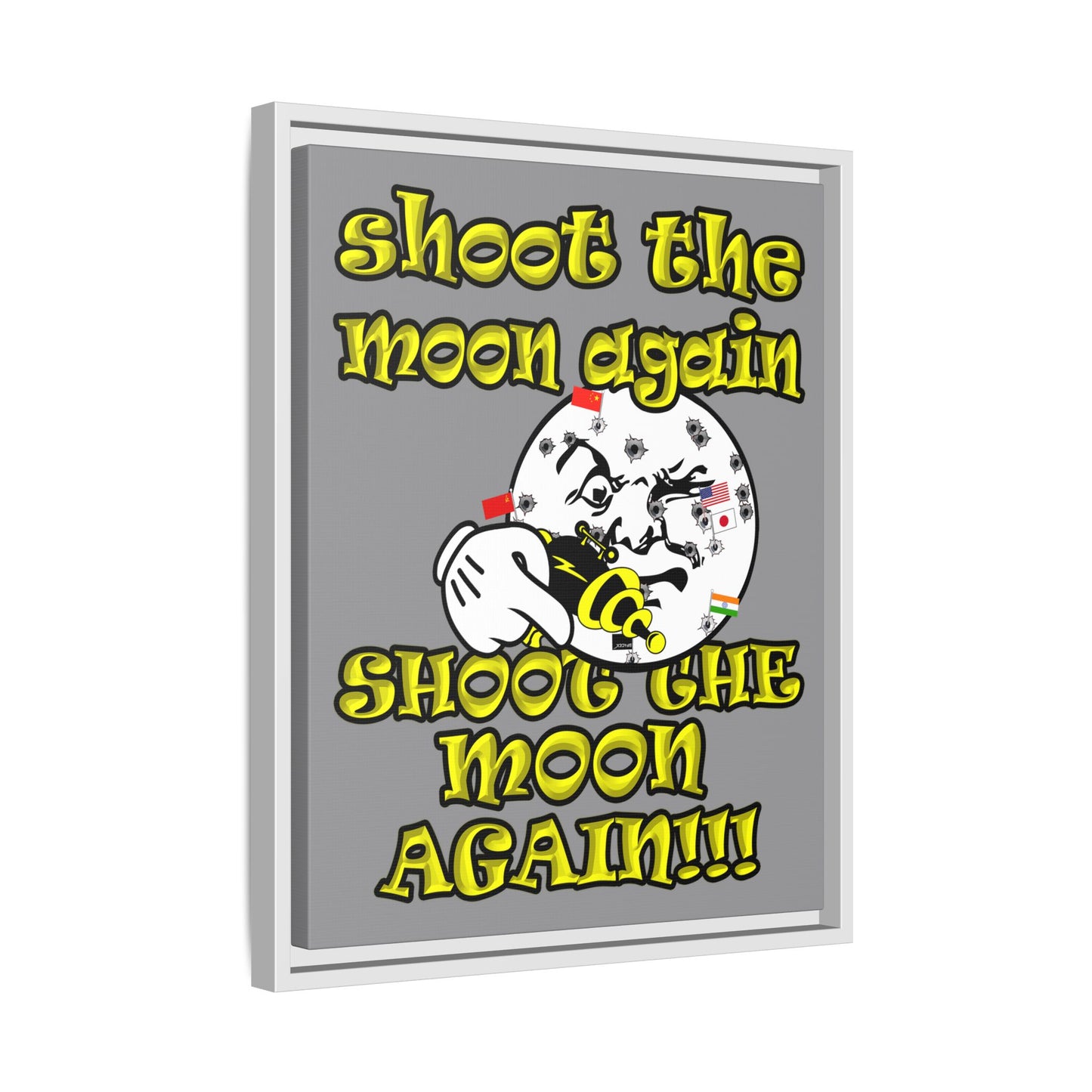 shoot the moon again - framed canvas art (grey)