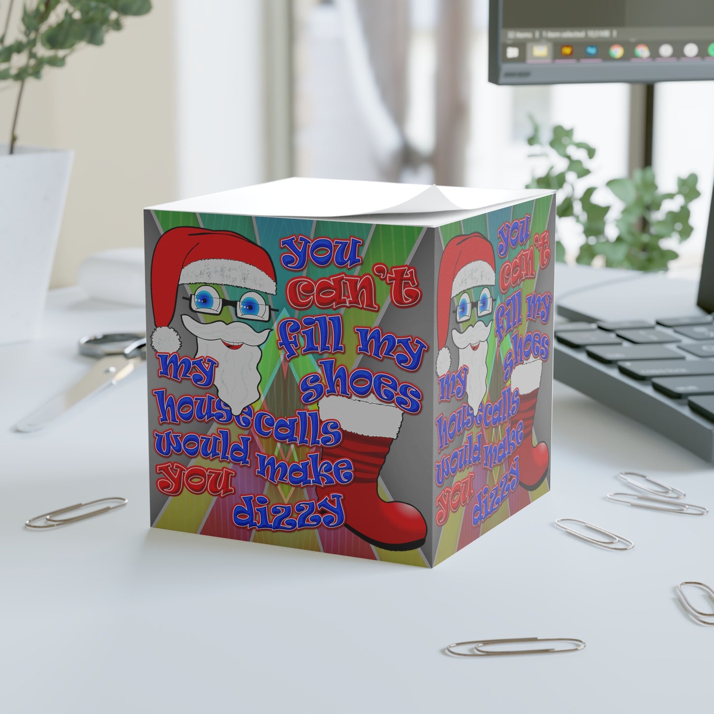 santa's shoes - note cube (rainbow split)