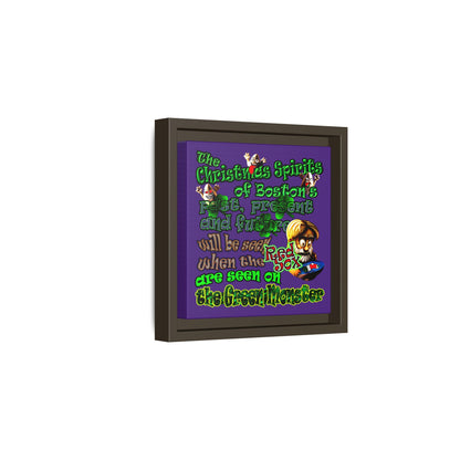 christmas spirits of boston - framed canvas art (purple)