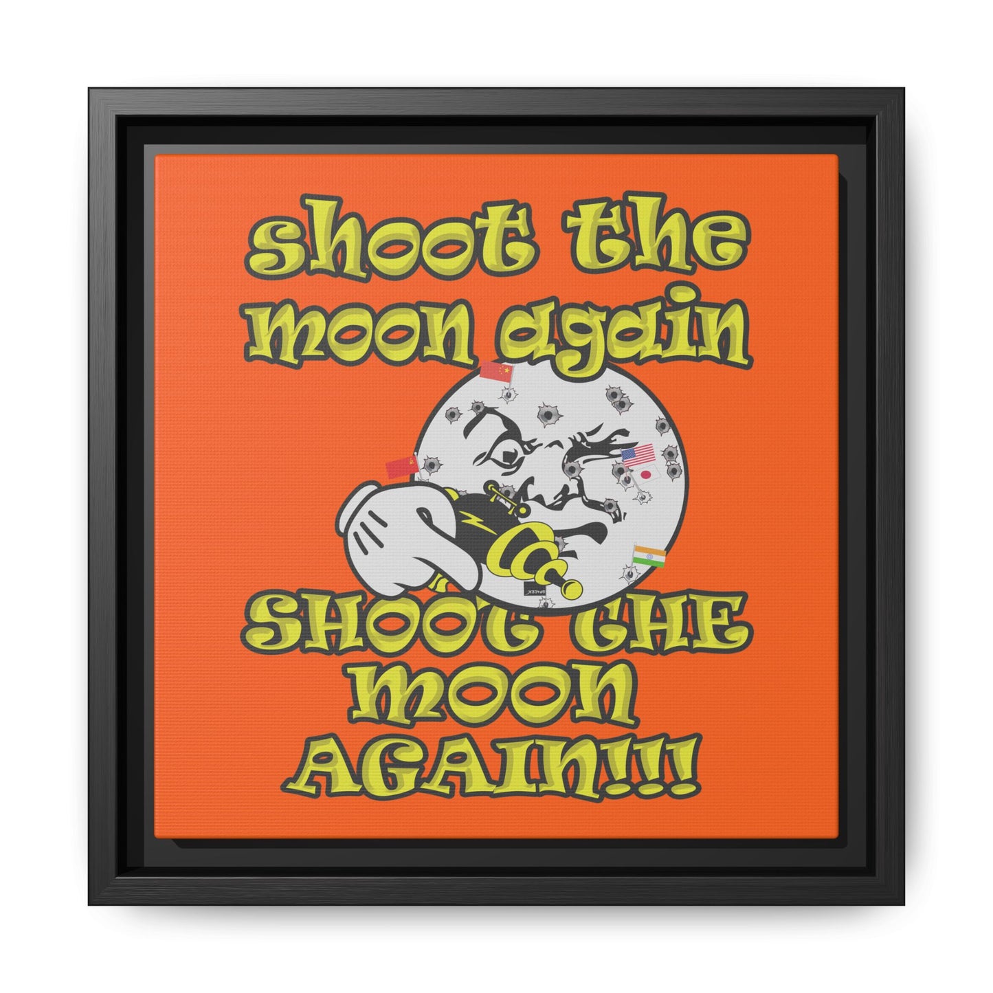 shoot the moon again - framed canvas art (orange)