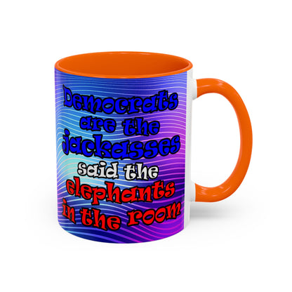 donkeys and elephants - Accent Mug (purple wave)