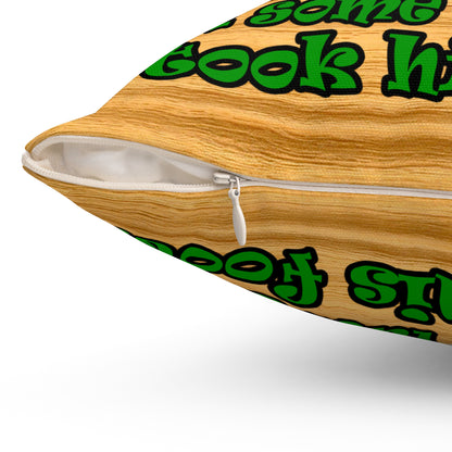 turtle race - Spun Polyester Square Pillow - (butterscotch wood finish)