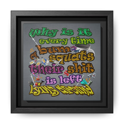 the bum's shit - framed canvas art (grey-light grey)