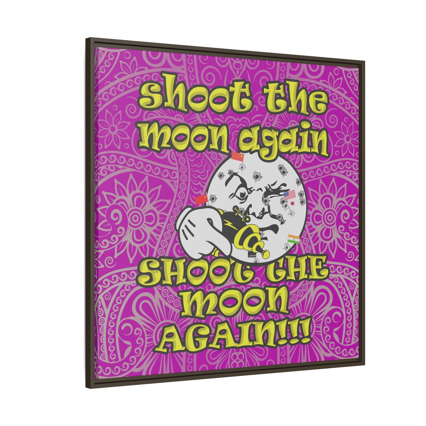 shoot the moon again - framed canvas art (pink swirl)