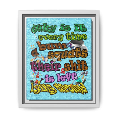 the bum's shit - framed canvas art (faded blue)