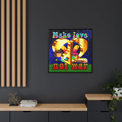 love peace - framed canvas art ('snoops' background)