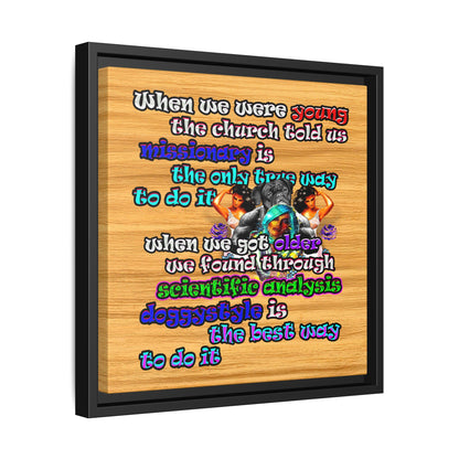 doggystyle - framed canvas art (butterscotch wood finish)