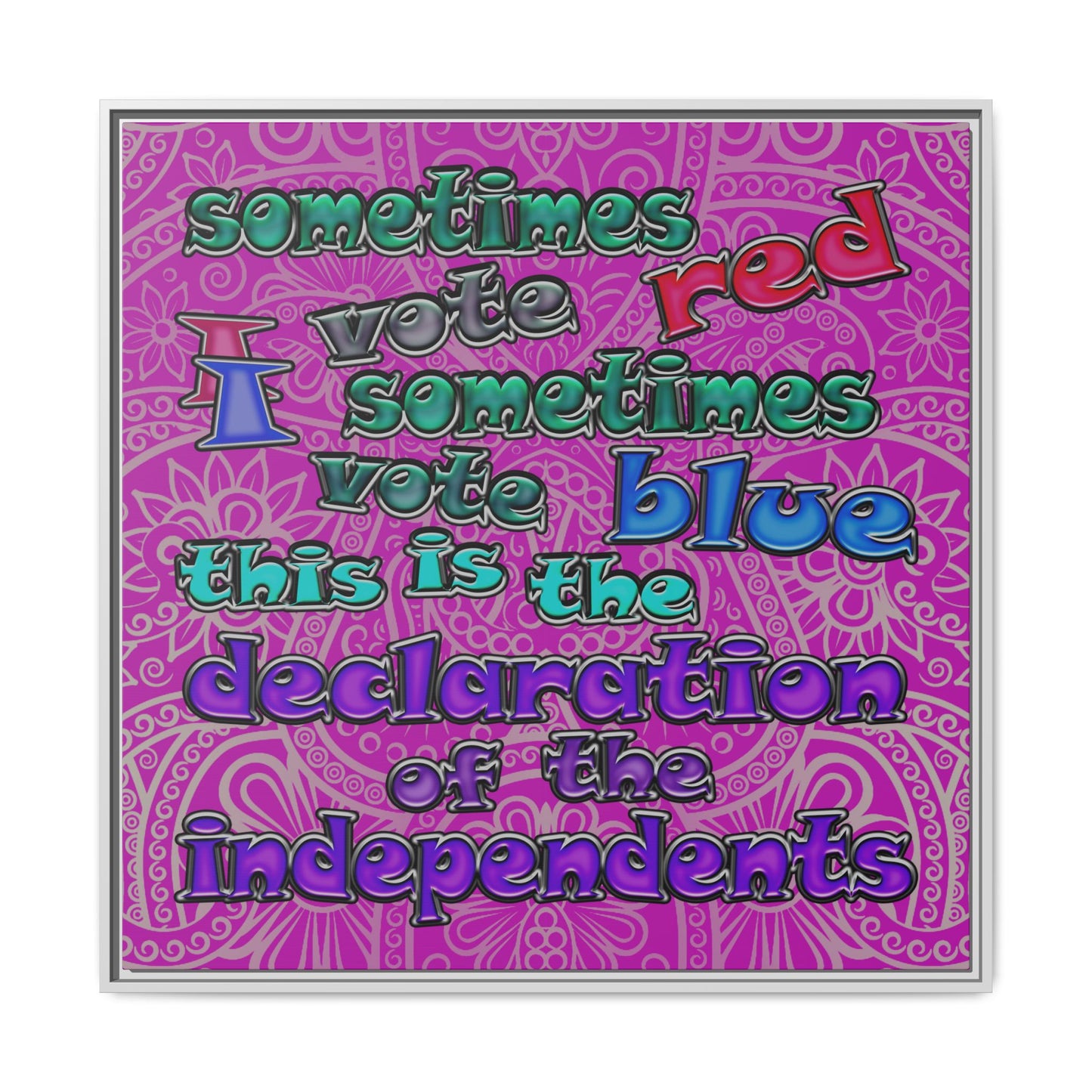declaration of the independents - framed canvas art (pink swirl)