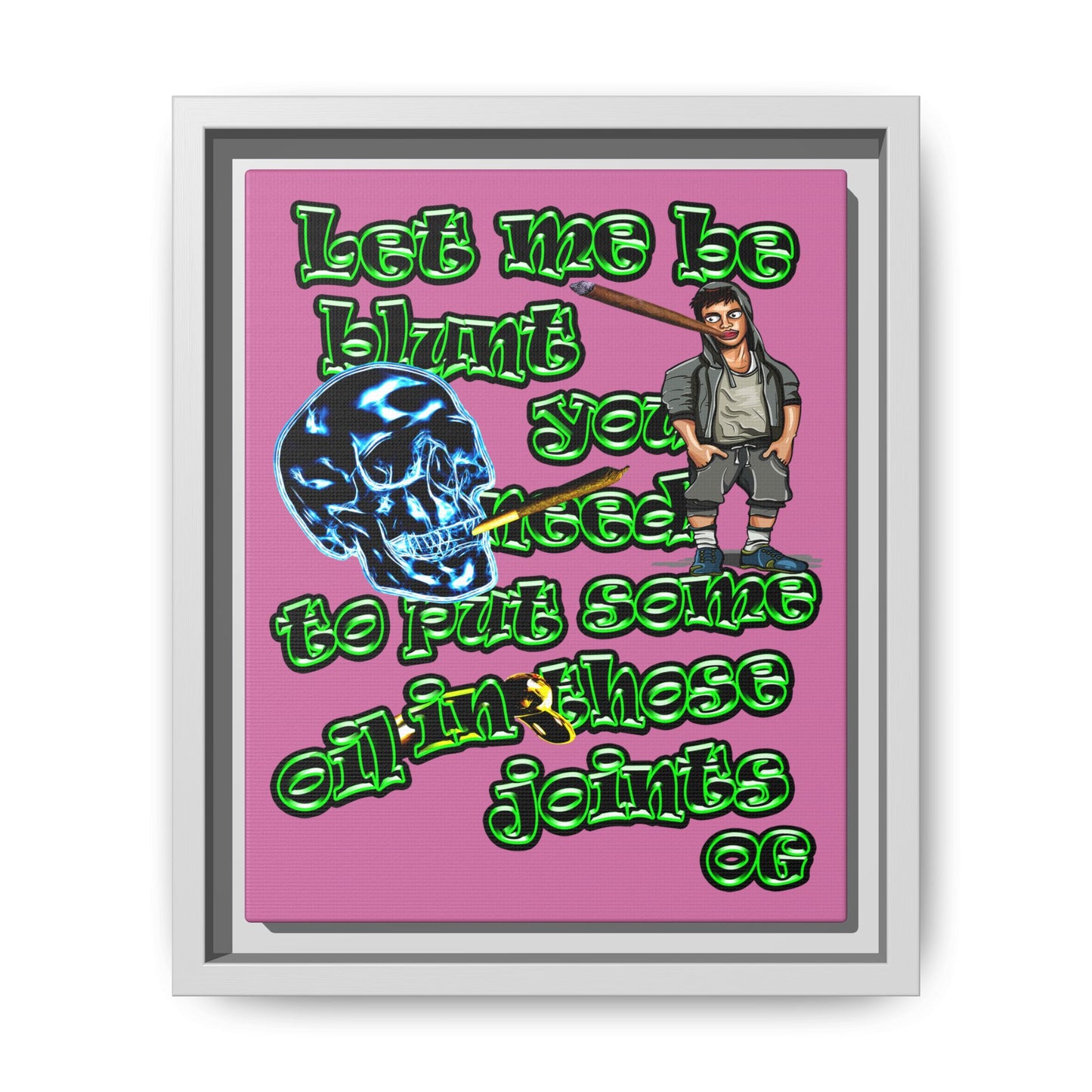 og - framed canvas art (light pink)